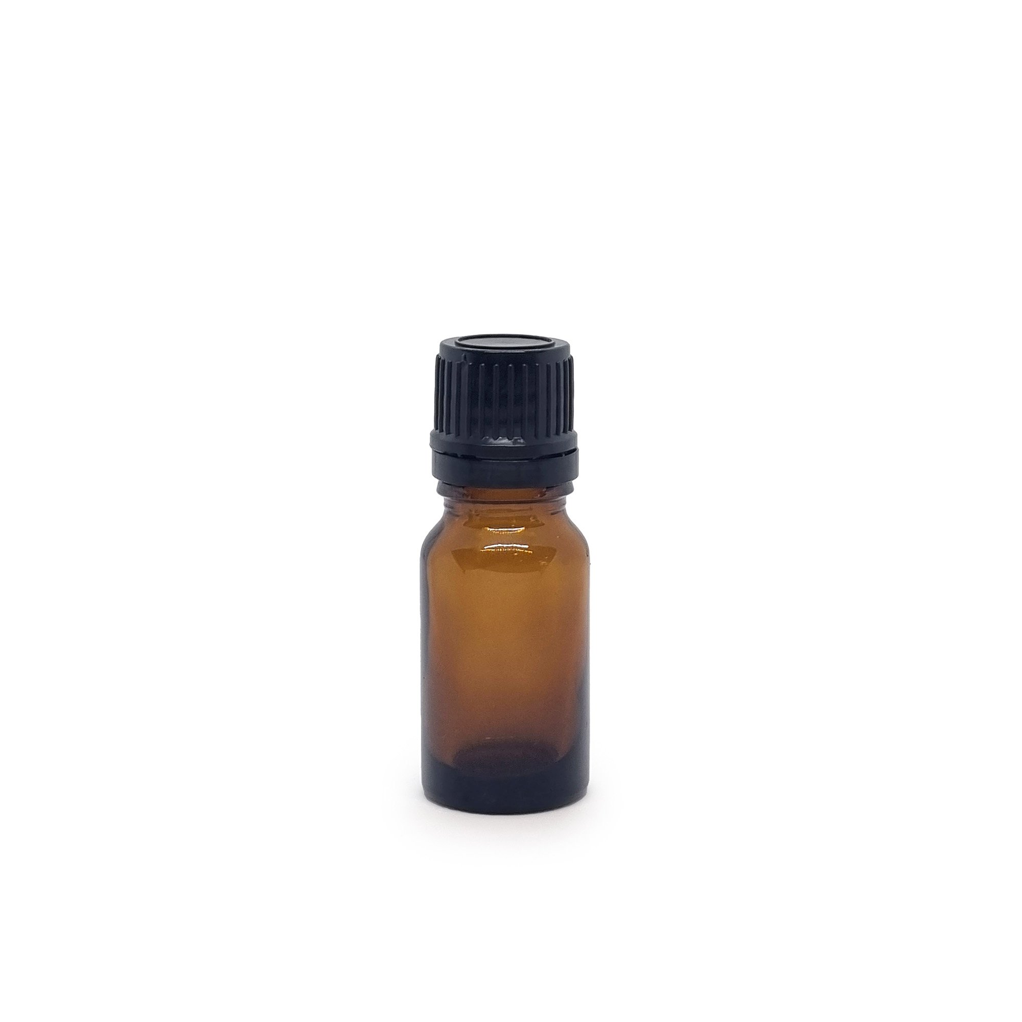10ML EMPTY AMBER GLASS BOTTLE WITH BLACK CAP