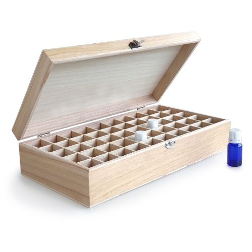 WOODEN OIL STORAGE BOX - 50 COMPARTMENT LARGE