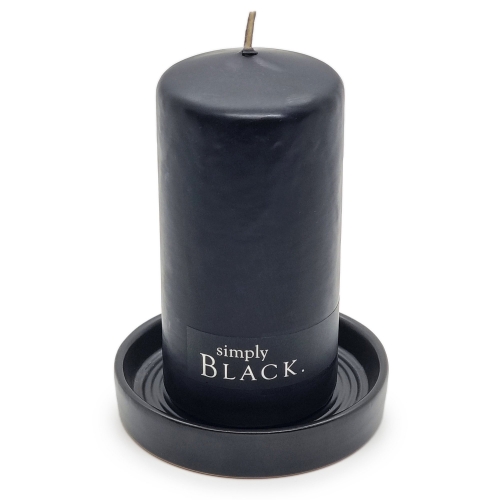 BLACK CERAMIC CANDLE PLATE
