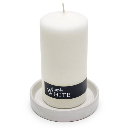 WHITE CERAMIC CANDLE PLATE