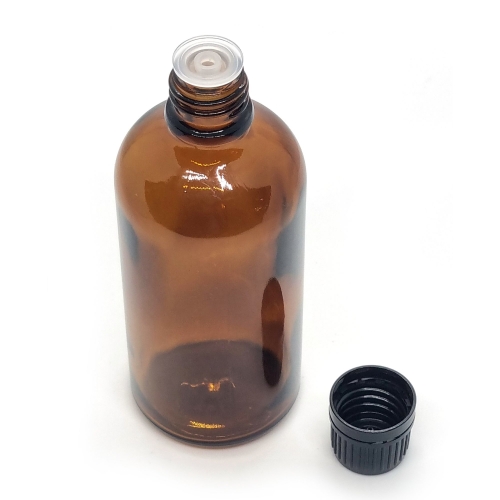 100ML AMBER GLASS BOTTLE WITH BLACK CAP